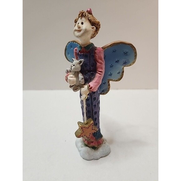 Heavensent Angel Figurine Russ Berrie Item No 13824 Girl Holding Cat And Star - Picture 11 of 14